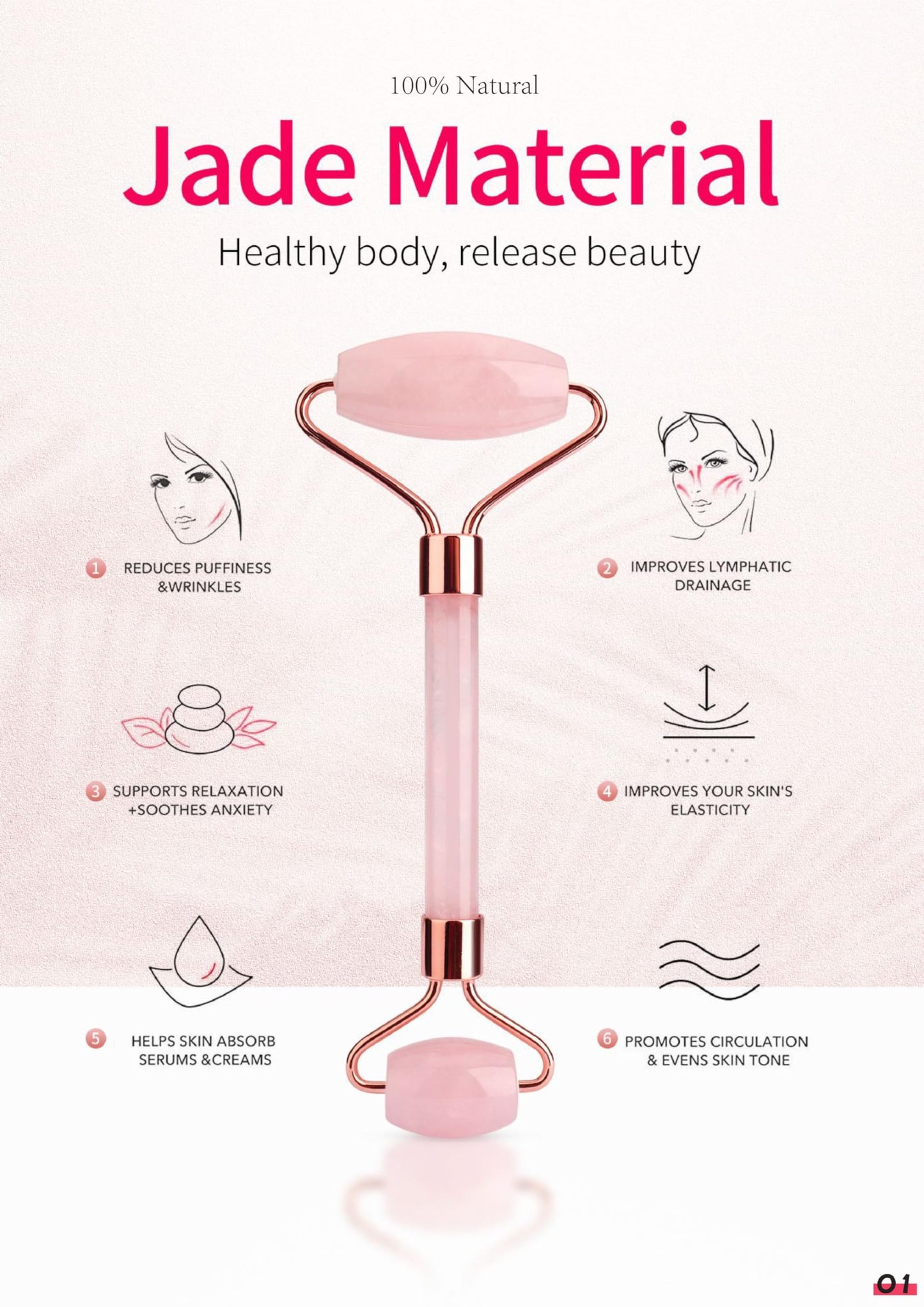 GLOWFINITY Rose Quartz Gua Sha & Jade Roller
