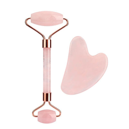 GLOWFINITY Rose Quartz Gua Sha & Jade Roller